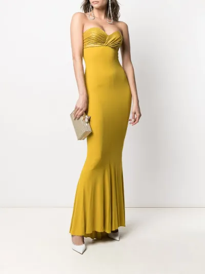 sweetheart-neck fitted long dress 