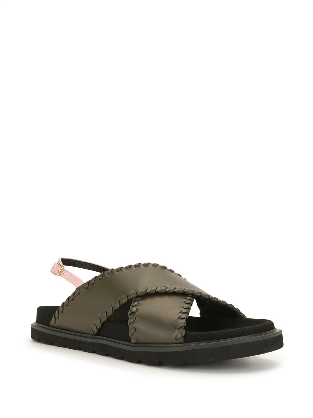 Shop Reike Nen Leather Crossover Sandals In Green