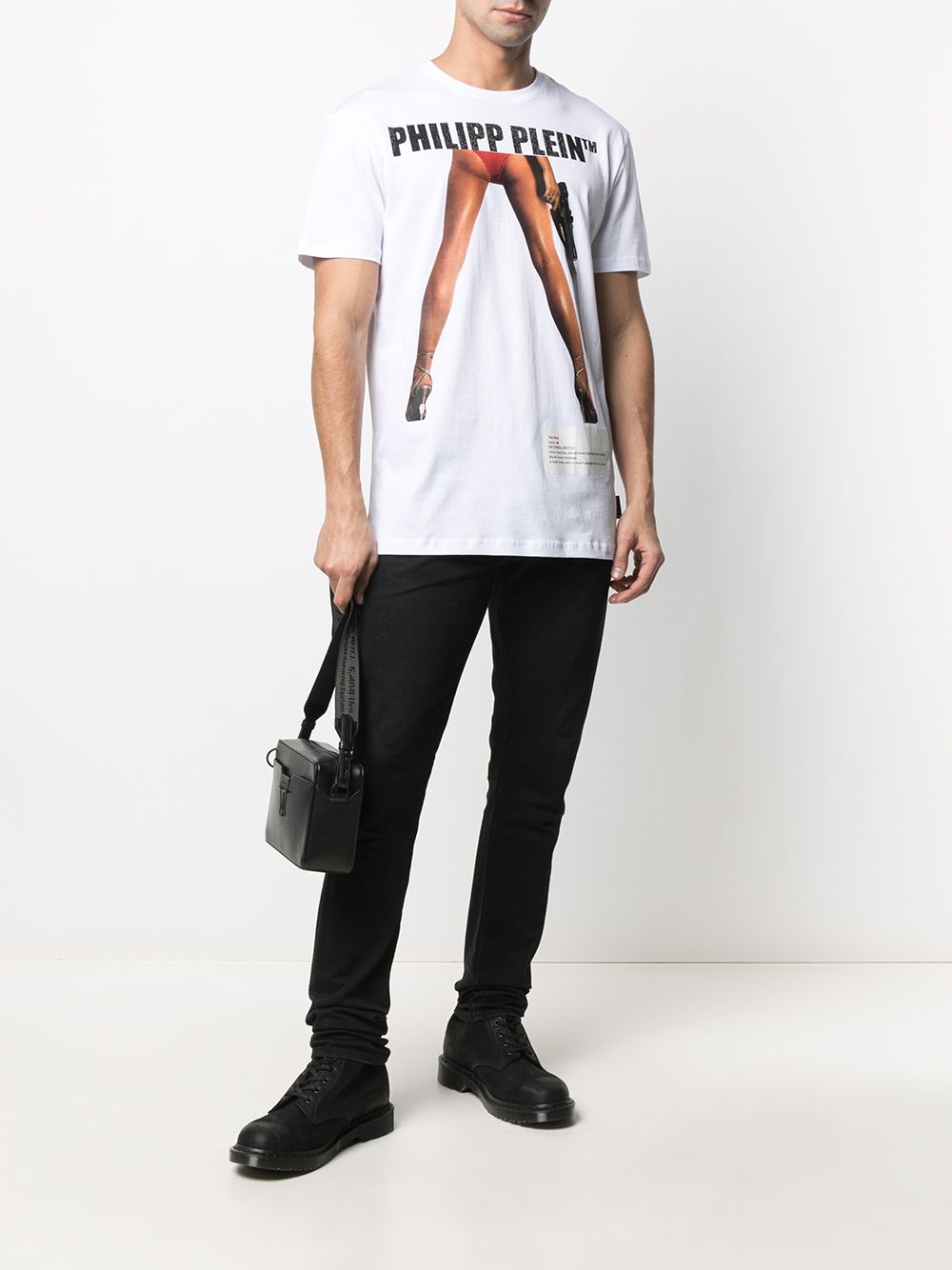 Shop Philipp Plein Bang Bang-print Cotton T-shirt In White