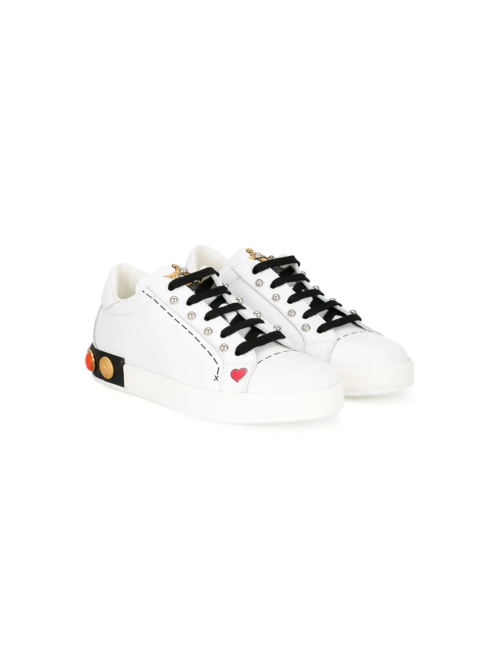 Click to view more detailed imagery on our partner's website Dolce & Gabbana Teen Embellished Low-top Sneakers In White