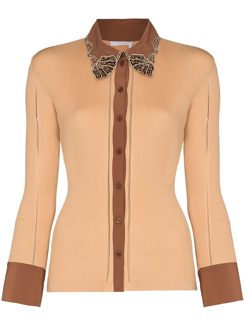

Chloé embroidered-collar cardigan - Neutrals