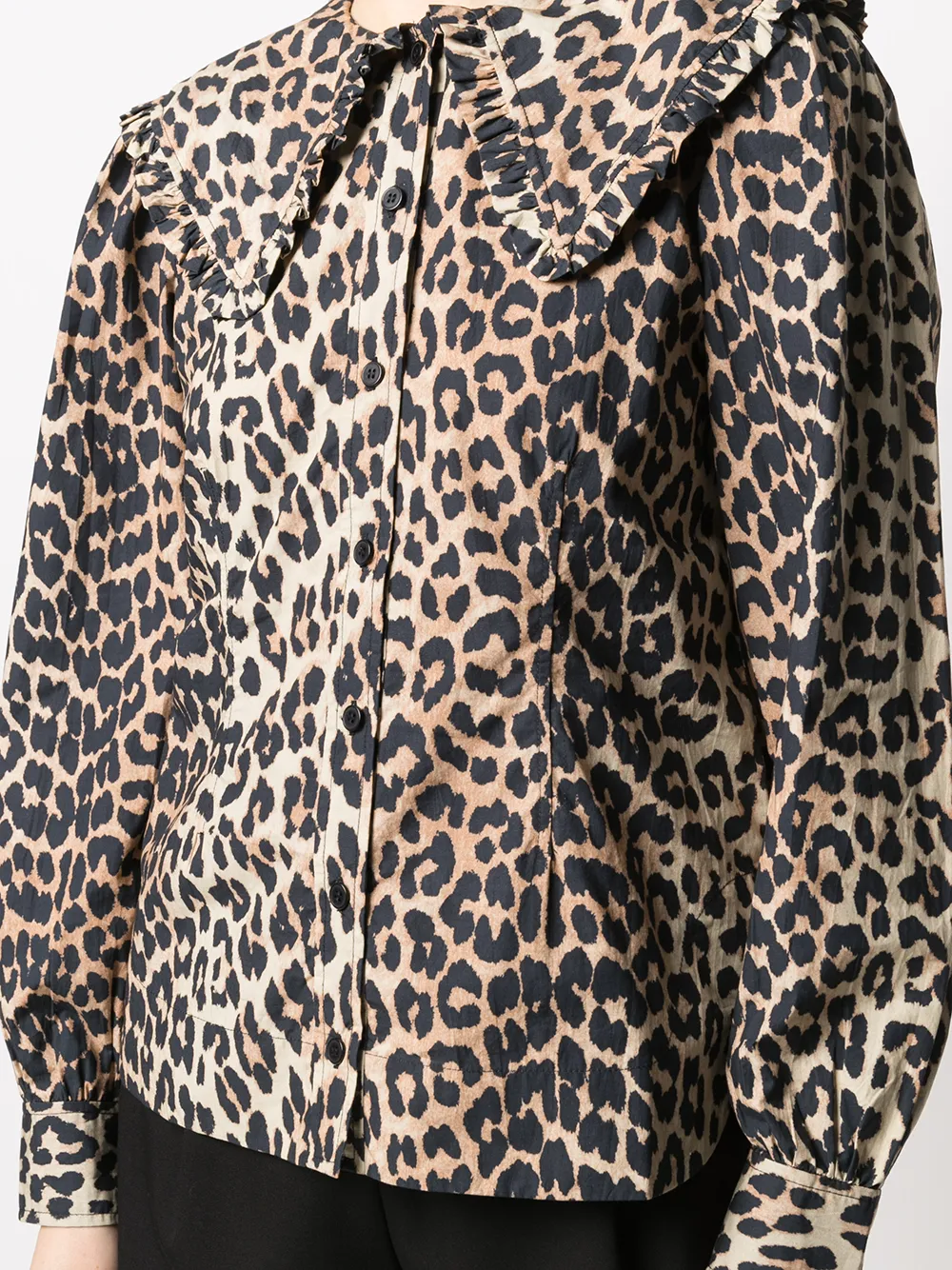 Shop GANNI exaggerated-collar leopard 