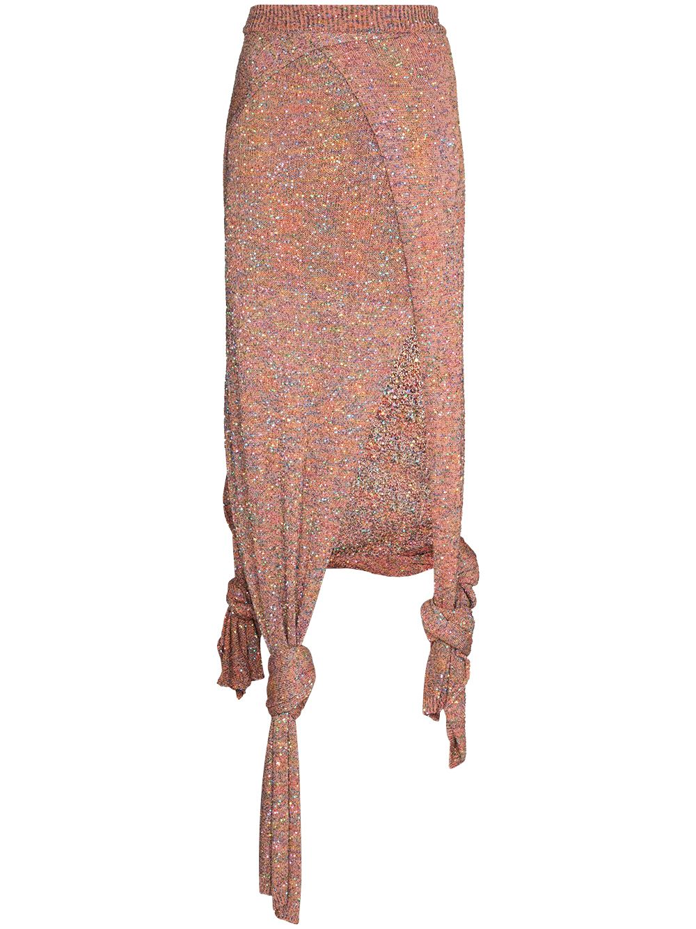 Loewe Knotted-hem Sequinned Knitted Skirt In Pink