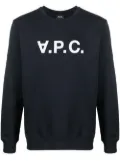 A.P.C. logo-print round neck sweatshirt - Blue