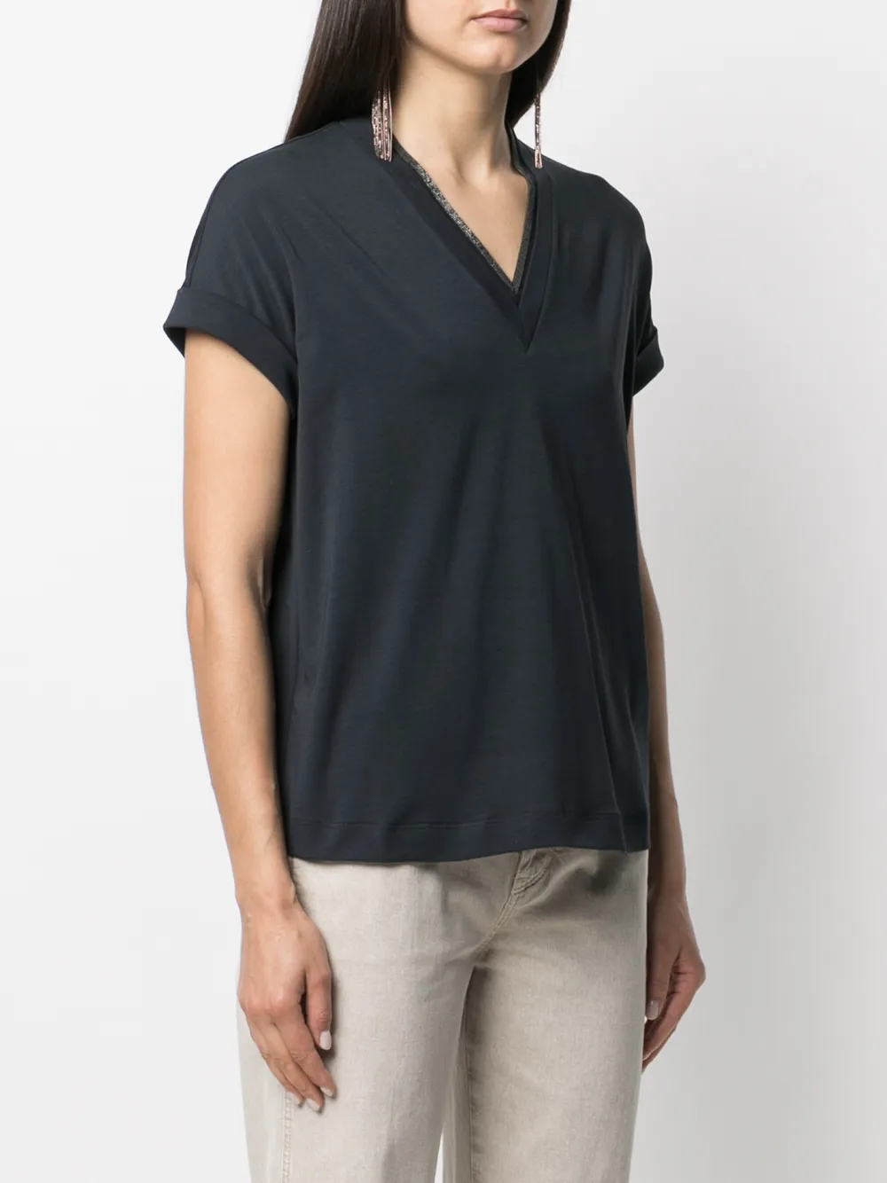 Brunello Cucinelli Blouse met korte mouwen Blauw