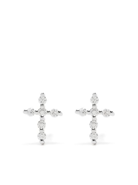Djula 18kt white gold diamond Big Cross earrings