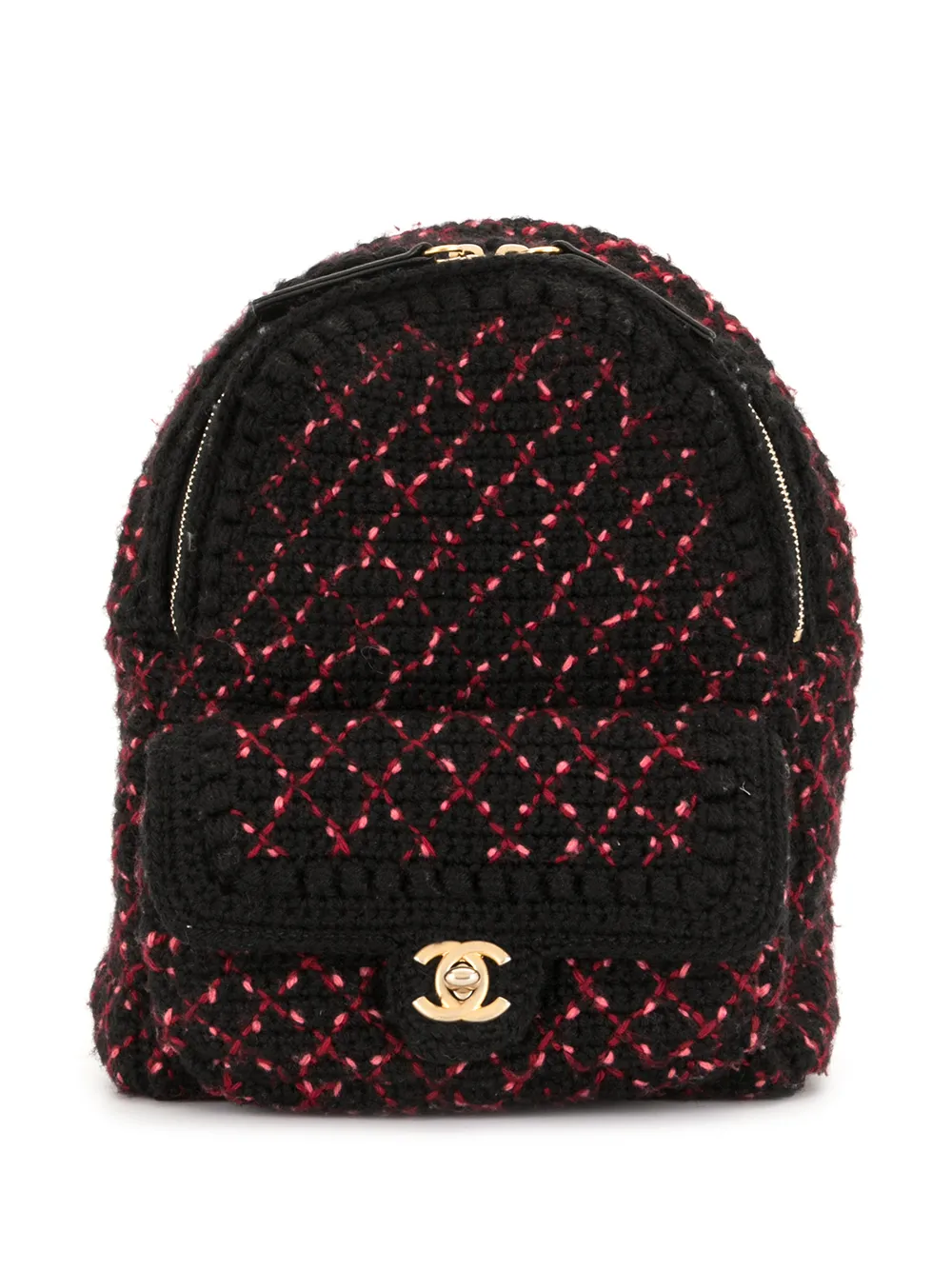 фото Chanel pre-owned твидовый рюкзак с логотипом cc