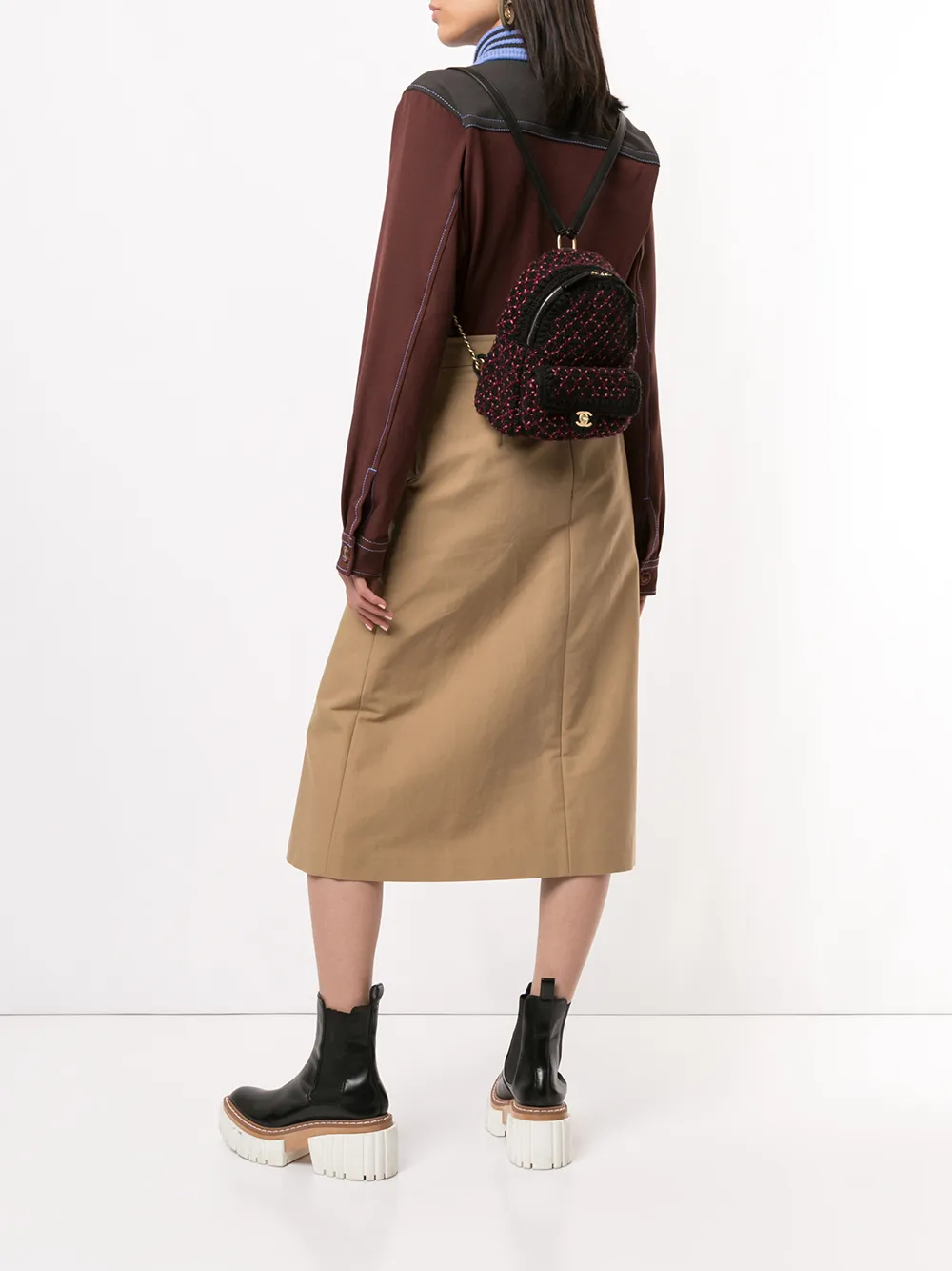 фото Chanel pre-owned твидовый рюкзак с логотипом cc