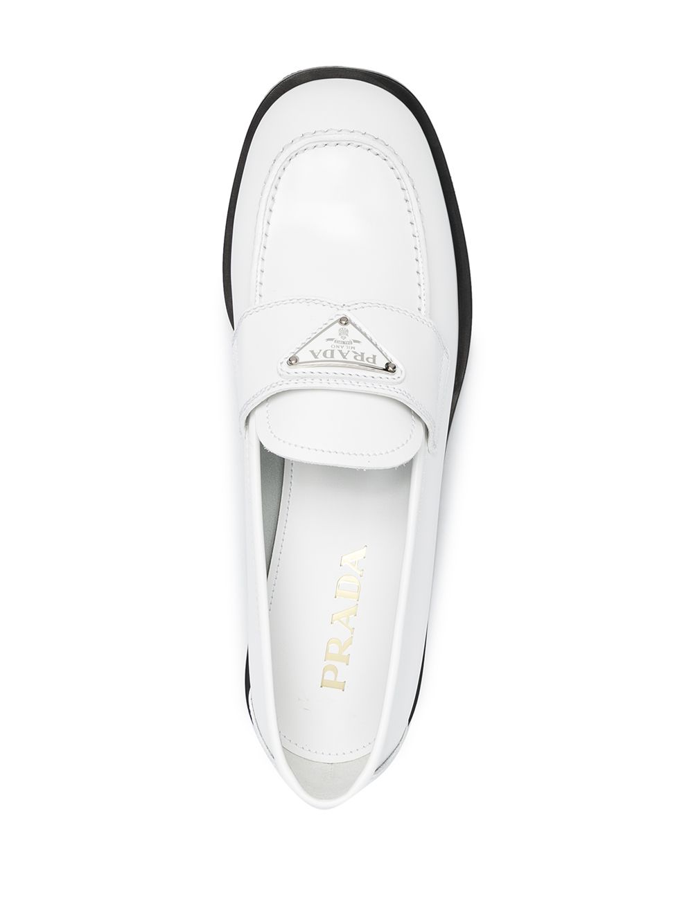 Prada logo-plaque penny loafers White