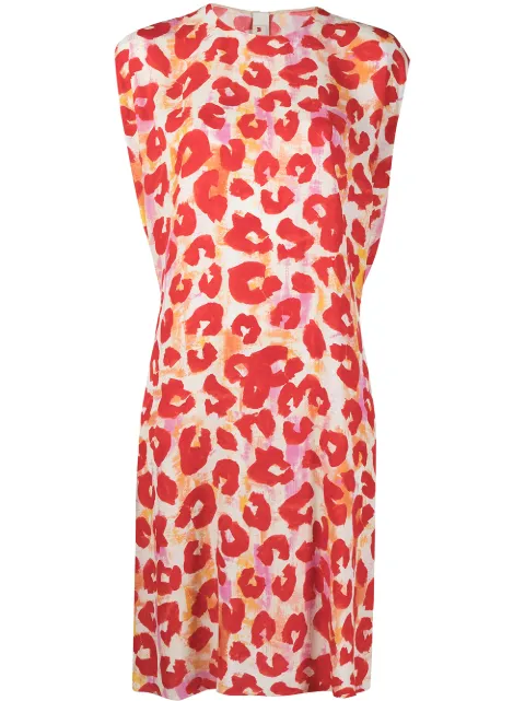 red leopard print shift dress