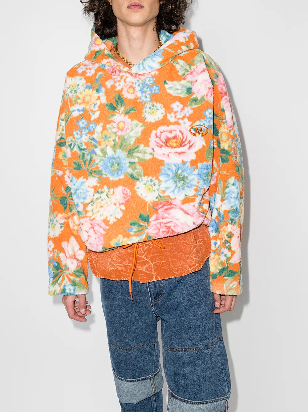 Martine Rose floral print Fleece Hoodie Farfetch