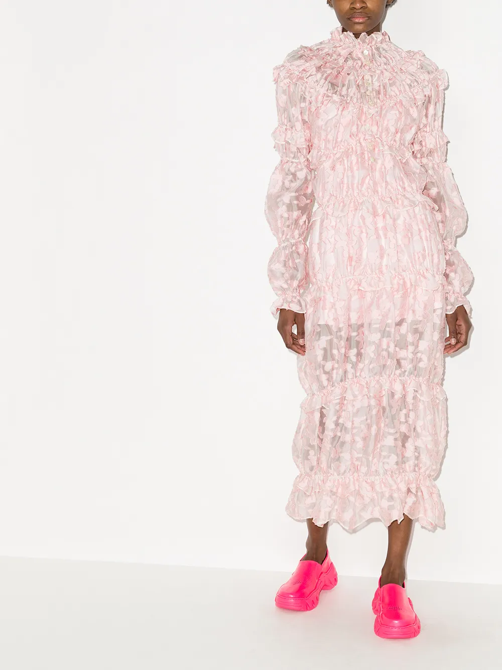 фото Yuhan wang платье с оборками и цветочным принтом