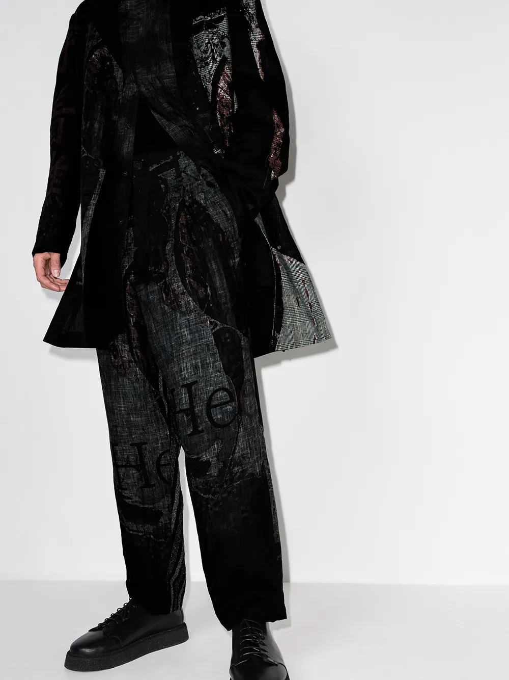 фото Yohji yamamoto широкие брюки с принтом