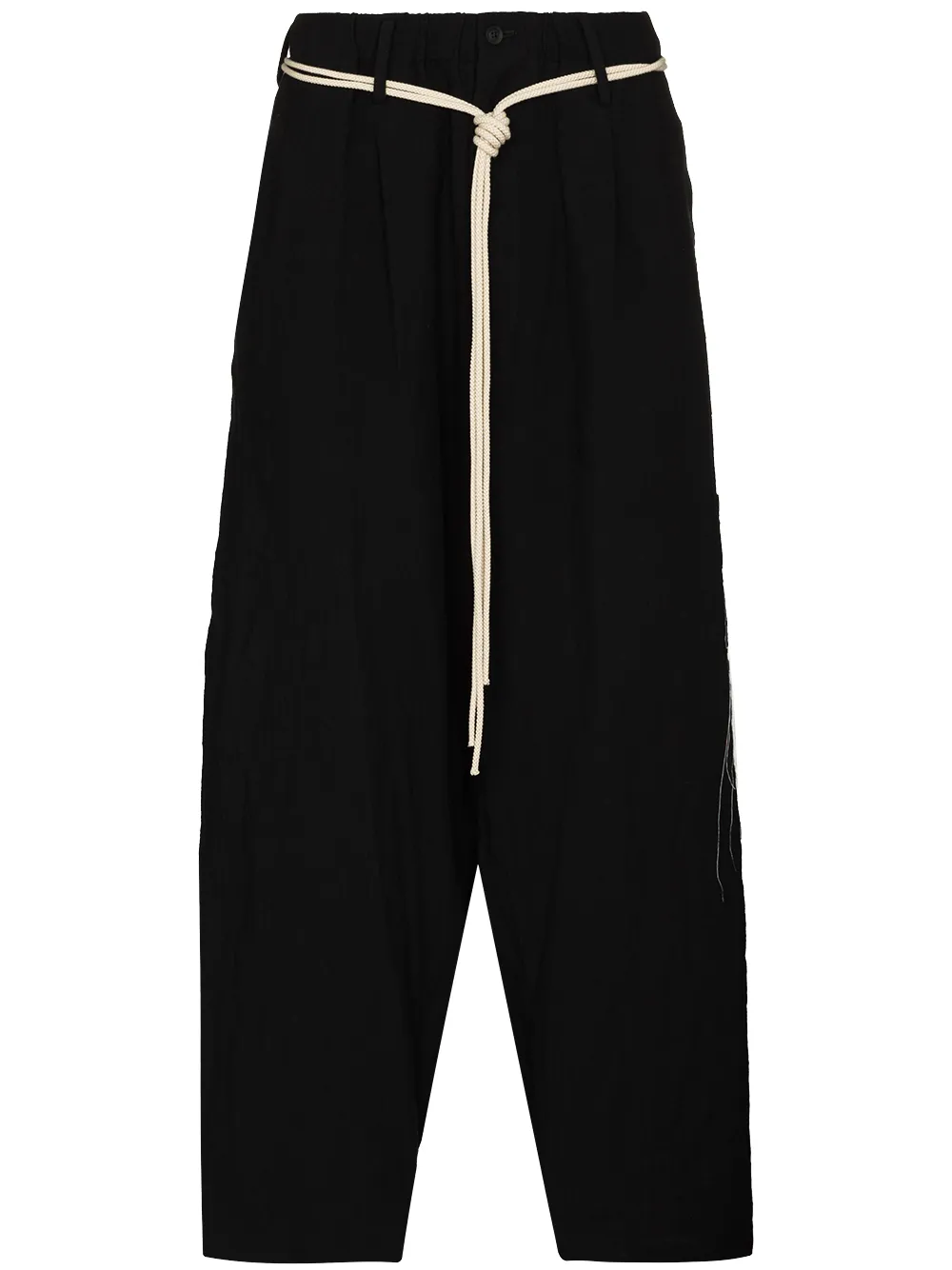 фото Yohji yamamoto брюки с низким шаговым швом и завязками