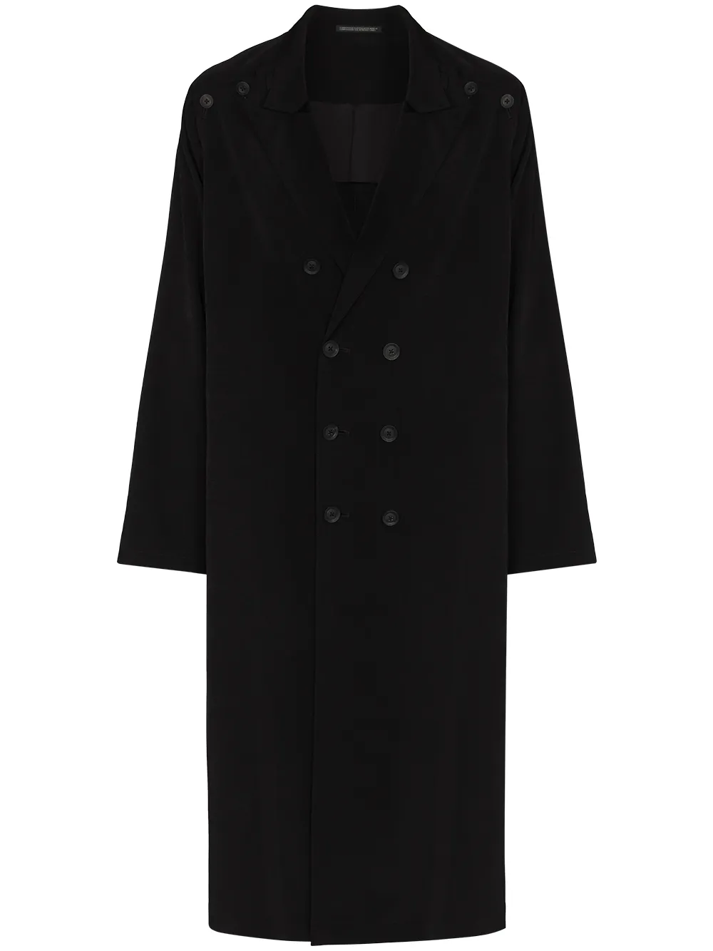 фото Yohji yamamoto пальто с сетчатыми вставками и пуговицами на плечах