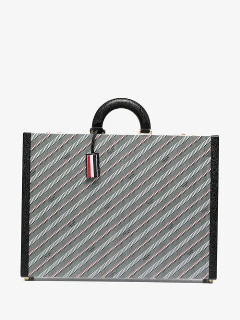 Thom Browne logo-print striped briefcase