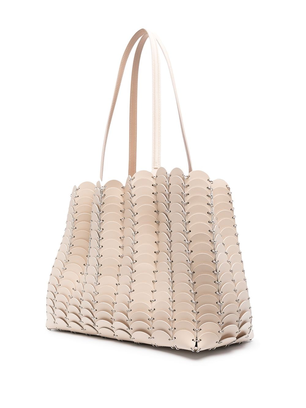 Shop Paco Rabanne Chain-link Leather Tote Bag In Neutrals