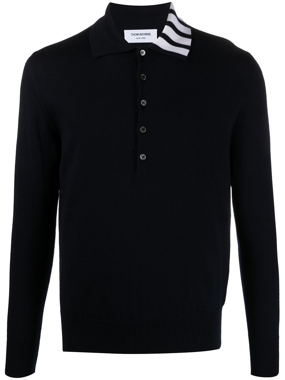 Thom Browne 4-Bar long-sleeved knitted polo shirt