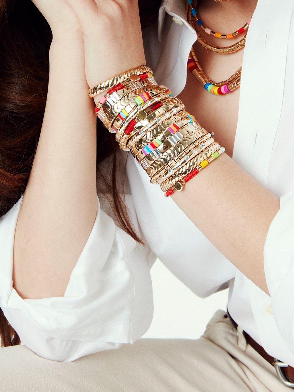 Shop Roxanne Assoulin Chasing Rainbows Triple-bracelet Set In Gold