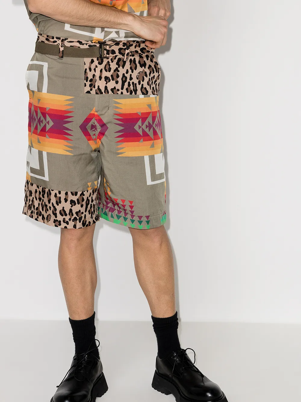 sacai Shorts met patchwork - Beige
