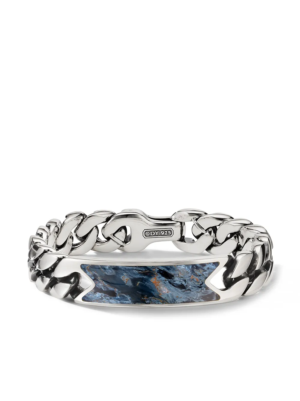 

David Yurman sterling silver tiger eye curb-chain ID bracelet