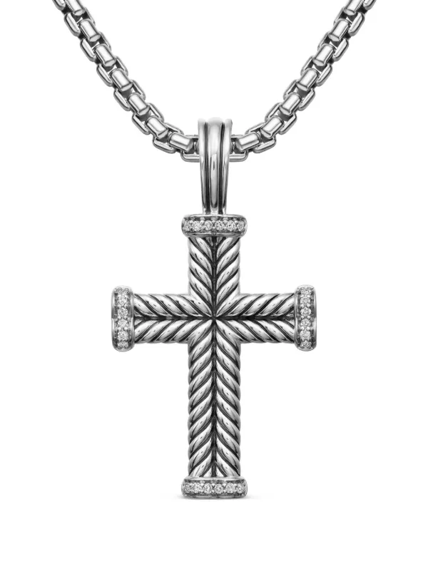 David Yurman Sterling Silver Chevron Cross Diamond Pendant  Silver FARFETCH ID