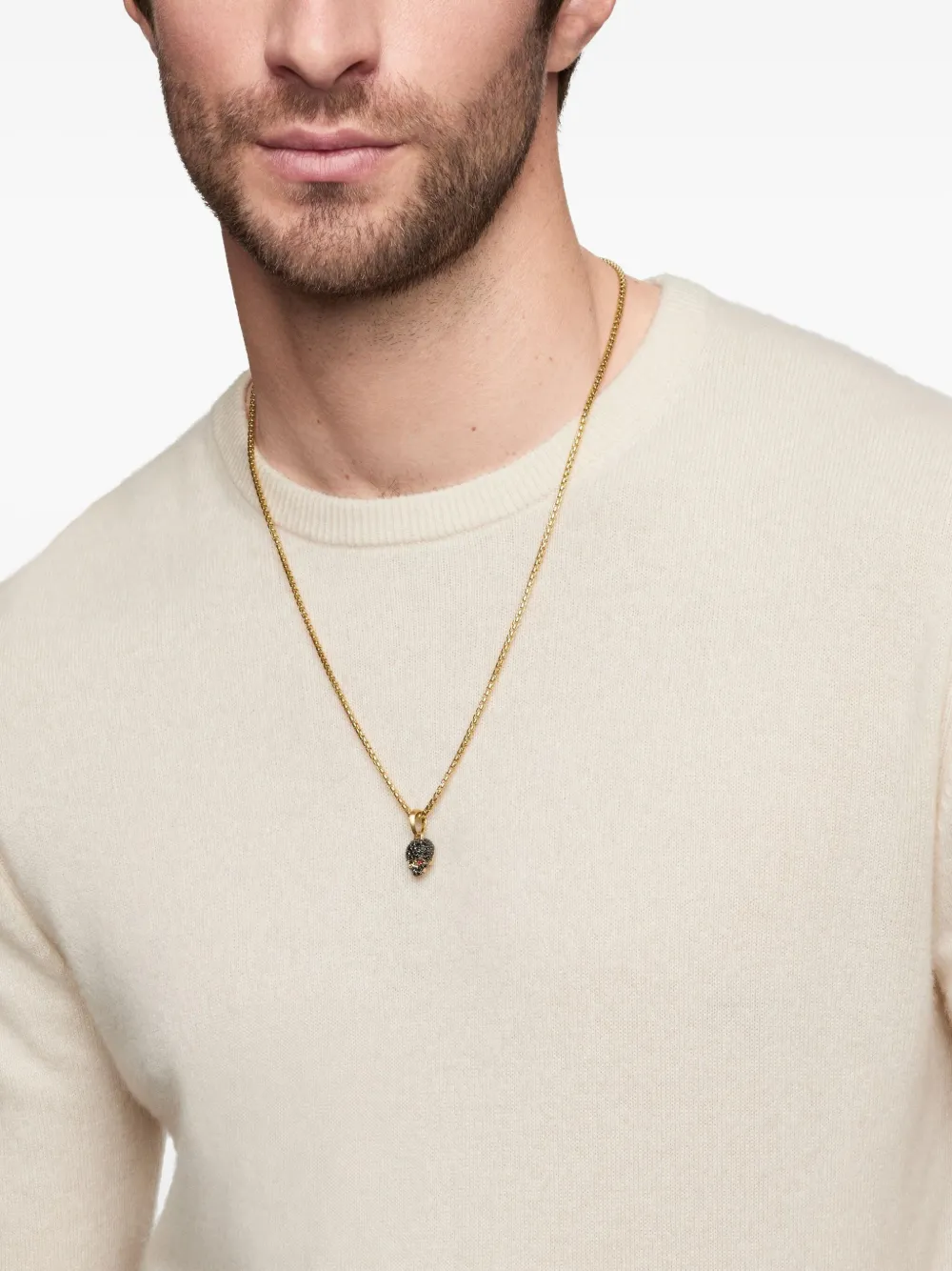 David Yurman 18kt yellow gold Memento Mori Skull diamond amulet (14mm) | Image 2