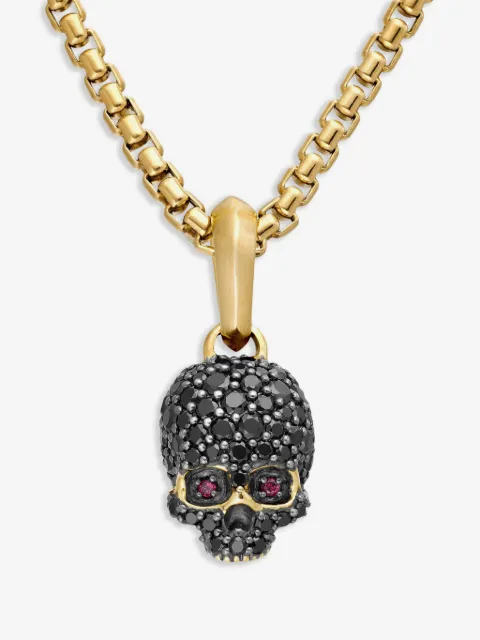 David Yurman pendentif Memento Mori Skull en or 18ct pavé de diamants (14 mm)