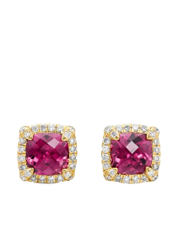 David Yurman 18kt Yellow Gold Petite Chatelaine Tourmaline and Diamond Stud Earrings (5mm)