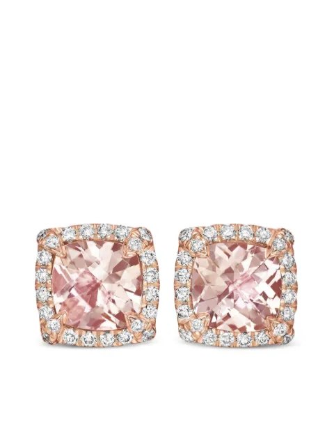 David Yurman 18kt rose gold Petite Chatelaine morganite and diamond stud earrings (5mm)
