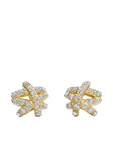 David Yurman 18kt yellow gold Crossover diamond stud earrings (9mm)