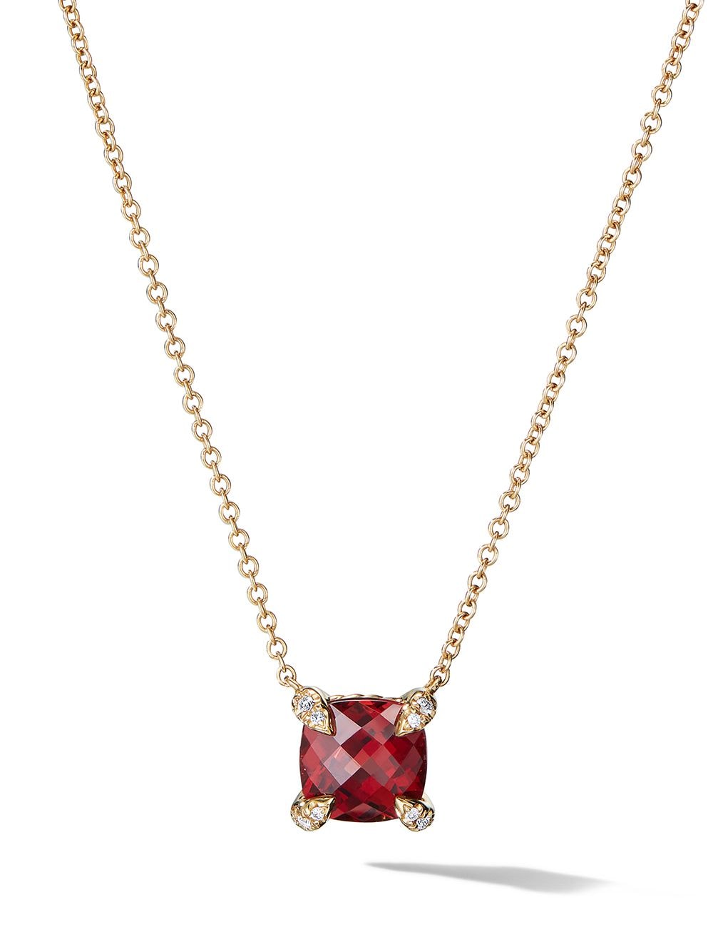David Yurman 18kt Yellow Gold Diamond Chatelaine Pendant Necklace In Garnet And Diamon