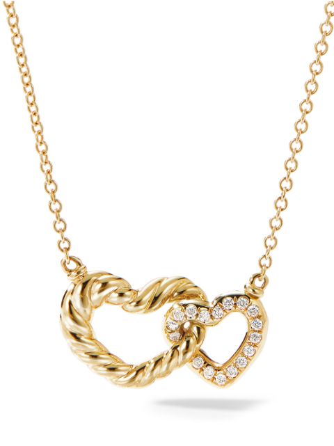 David Yurman 18kt yellow gold Cable Collectibles Interlocking Heart diamond necklace