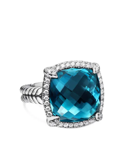 David Yurman sterling silver Chatelaine Pavé topaz and diamond ring (14mm)