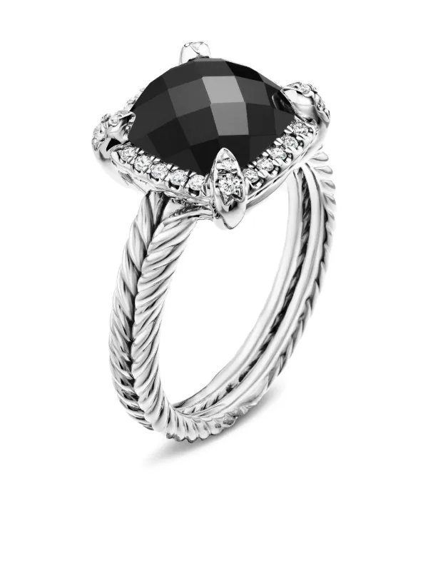 David Yurman Sterling Silver Chatelaine Pavé Onyx And Diamond Ring (9mm)  Silver FARFETCH PH