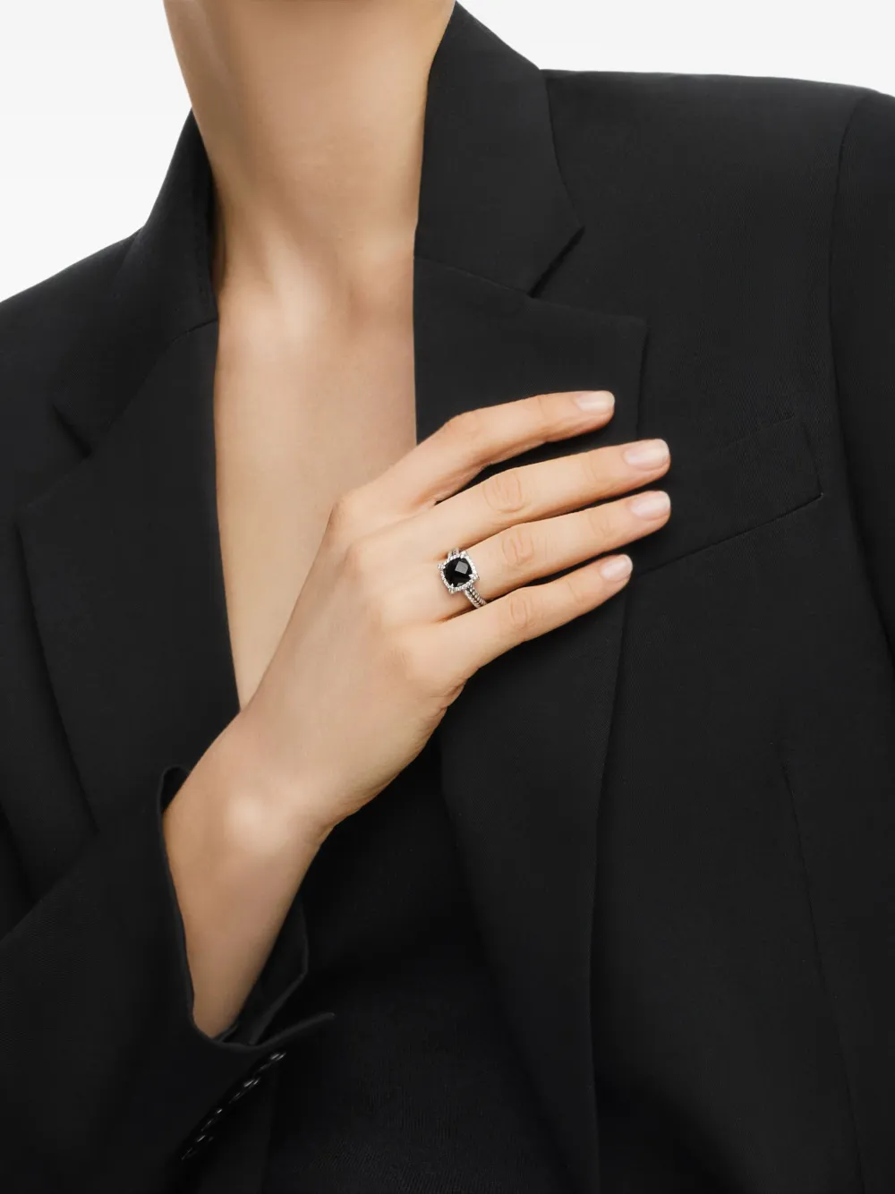 David Yurman sterling silver Chatelaine Pavé onyx and diamond ring (9mm) | Image 2