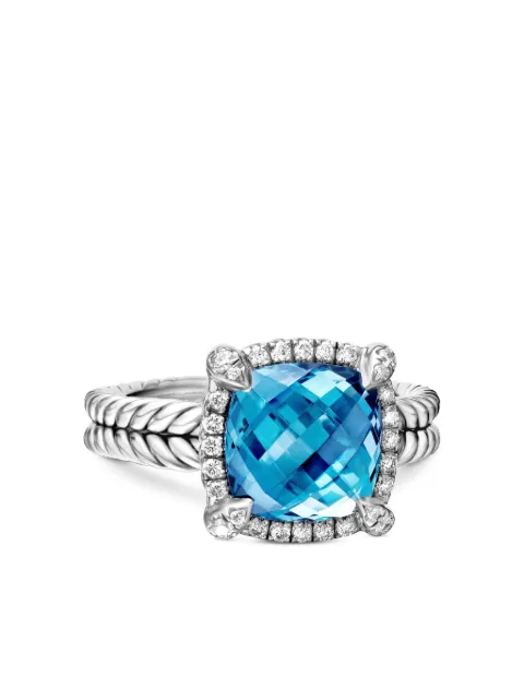 David Yurman sterling silver Chatelaine Pavé topaz and diamond ring (9mm)