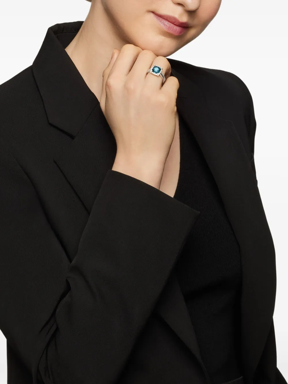 David Yurman sterling silver Chatelaine Pavé topaz and diamond ring (9mm) | Image 2