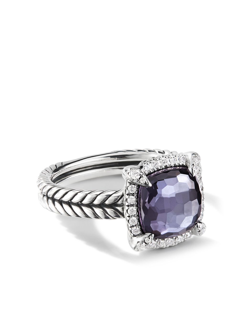 

David Yurman anillo Chatelaine en plata de ley con diamantes en pavé - Plateado