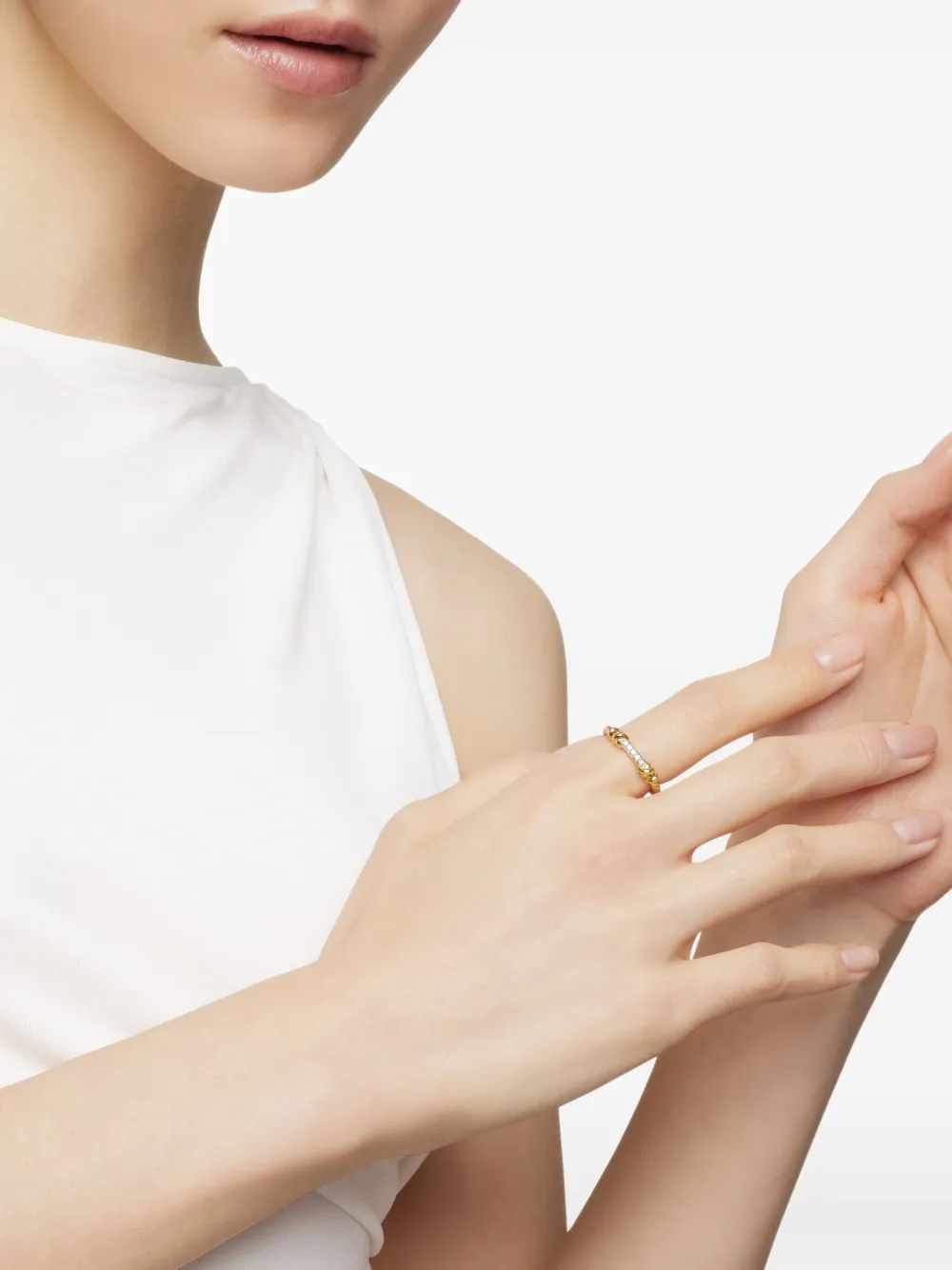David Yurman 18K yellow gold Petite Helena Wrap diamond band ring (4mm) | Image 2