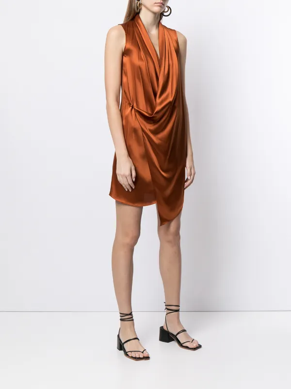 gold silk mini dress