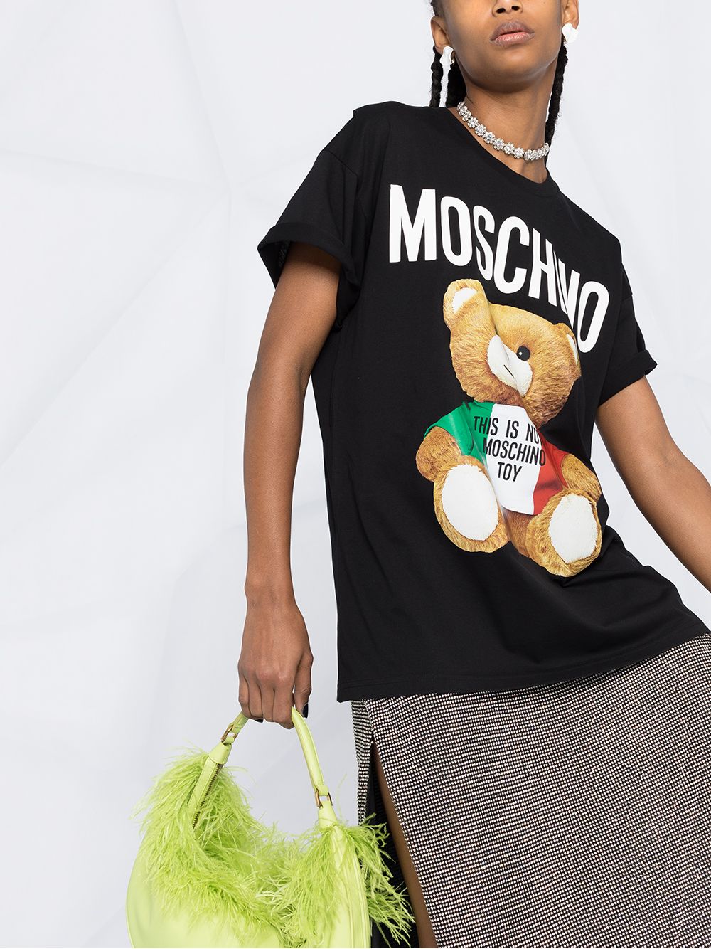 фото Moschino футболка с логотипом и принтом teddy bear