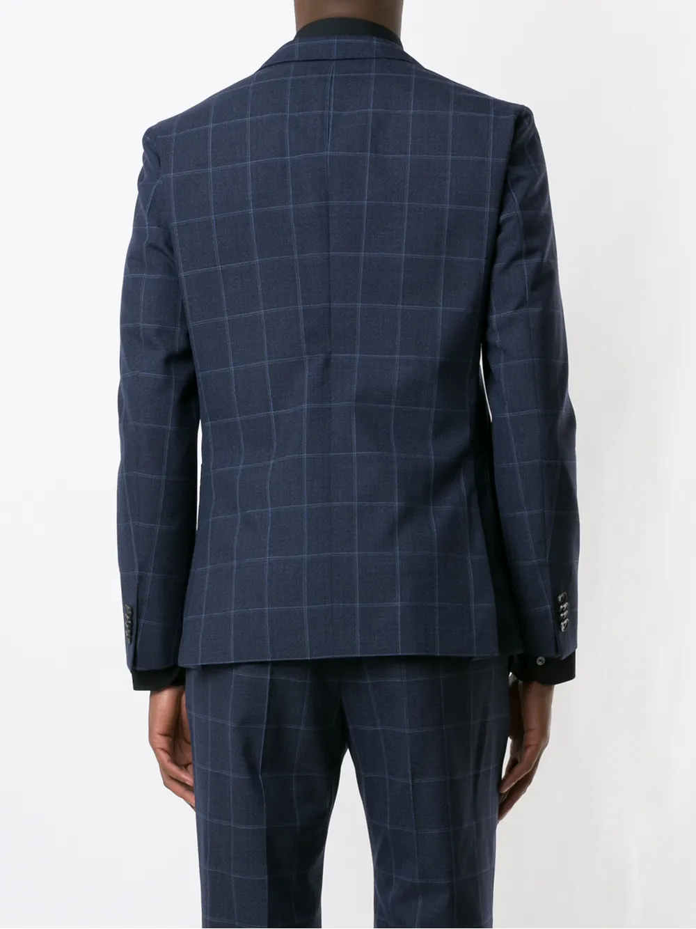 Hugo Boss Checked Wool Blazer In Blue
