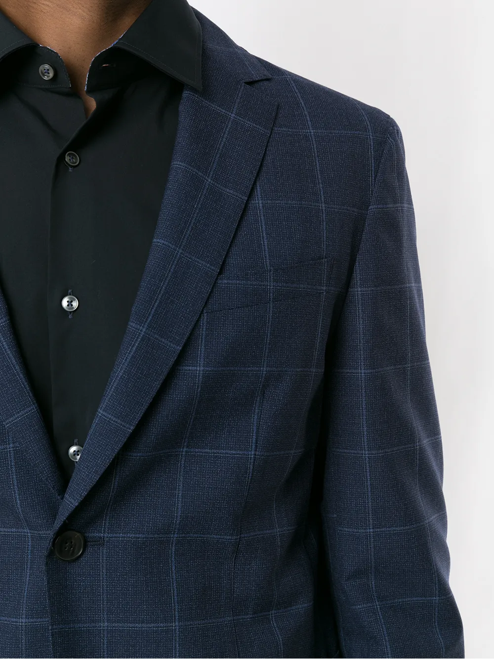 Hugo Boss Checked Wool Blazer In Blue