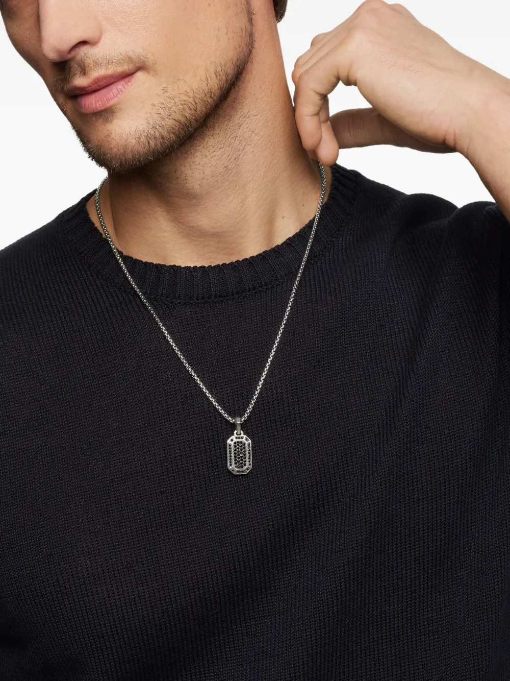 David Yurman دلاية 'ستريملاين' فضة إسترليني بترصيع ألماس 22 ملم | Image 2