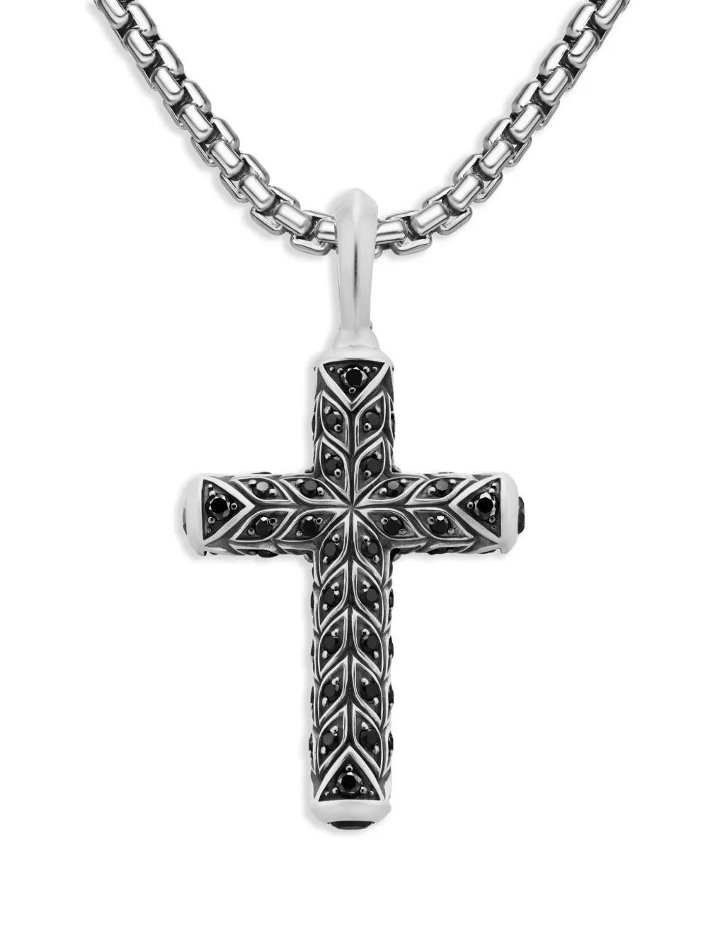 David Yurman 纯银 Chevron Cross 钻石吊坠（47毫米） | 银色 | Image 1