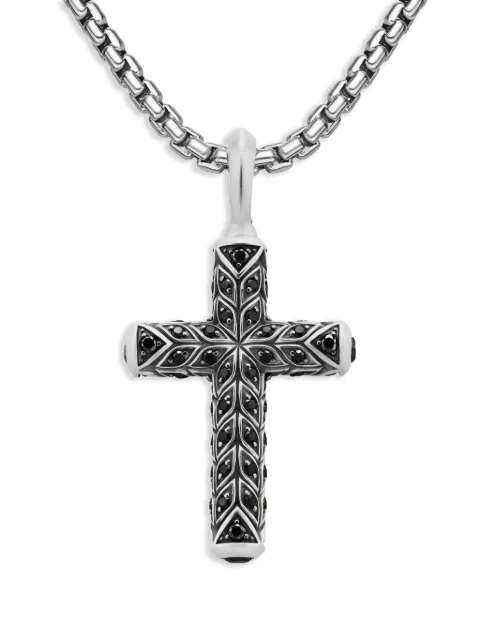 David Yurman sterling silver Chevron Cross diamond pendant (47mm)