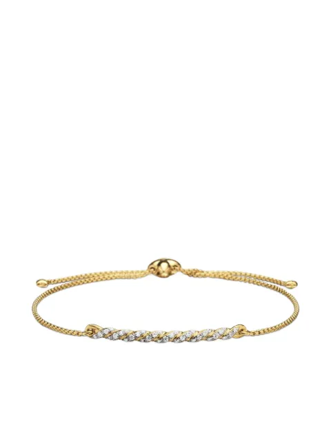 David Yurman 18kt yellow gold Petite Pavé Station chain bracelet (1mm)