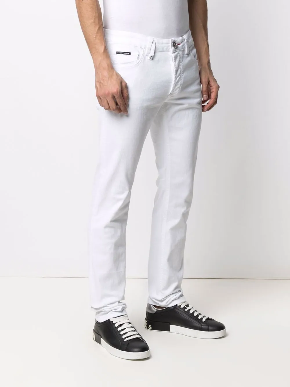  Philipp Plein Istitutional Super Straight Fit Jeans   Weiß 