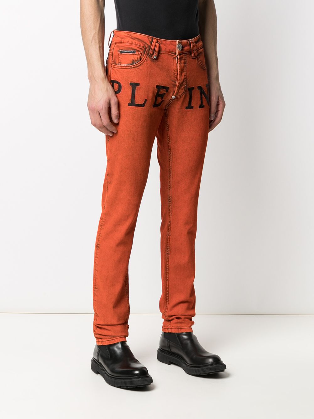 Shop Philipp Plein Iconic Plein Straight Leg Jeans In Orange